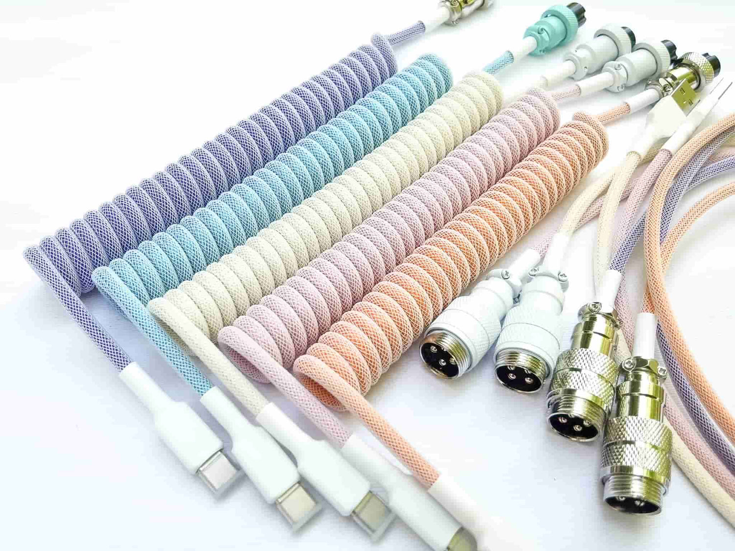 Pastel coiled keyboard USB cables