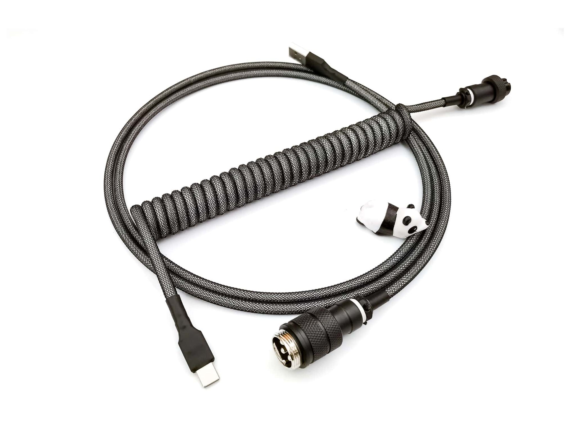 Black on white coiled cable