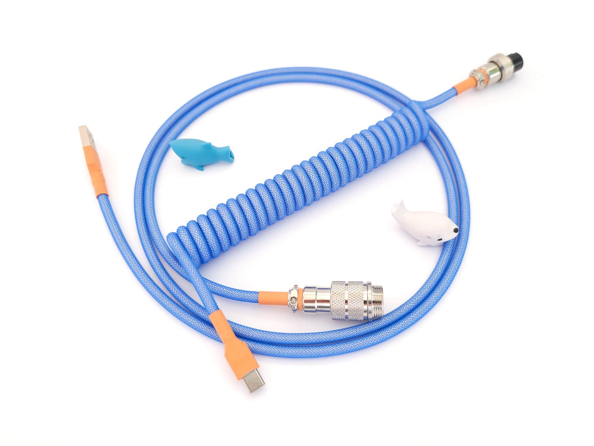 Blue coiled cable