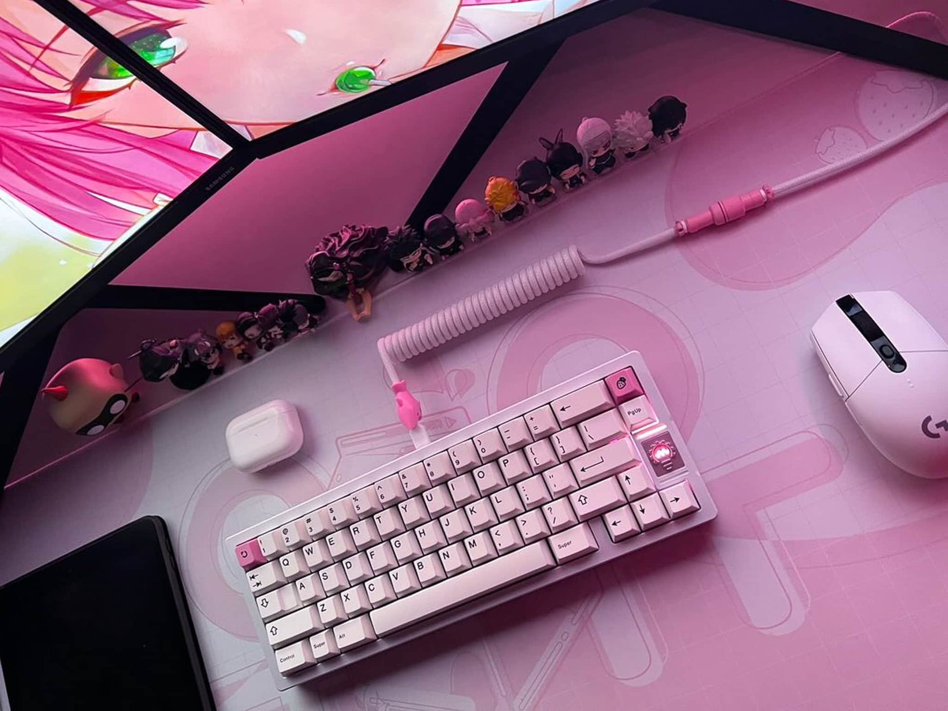 Pink coiled keyboard cable