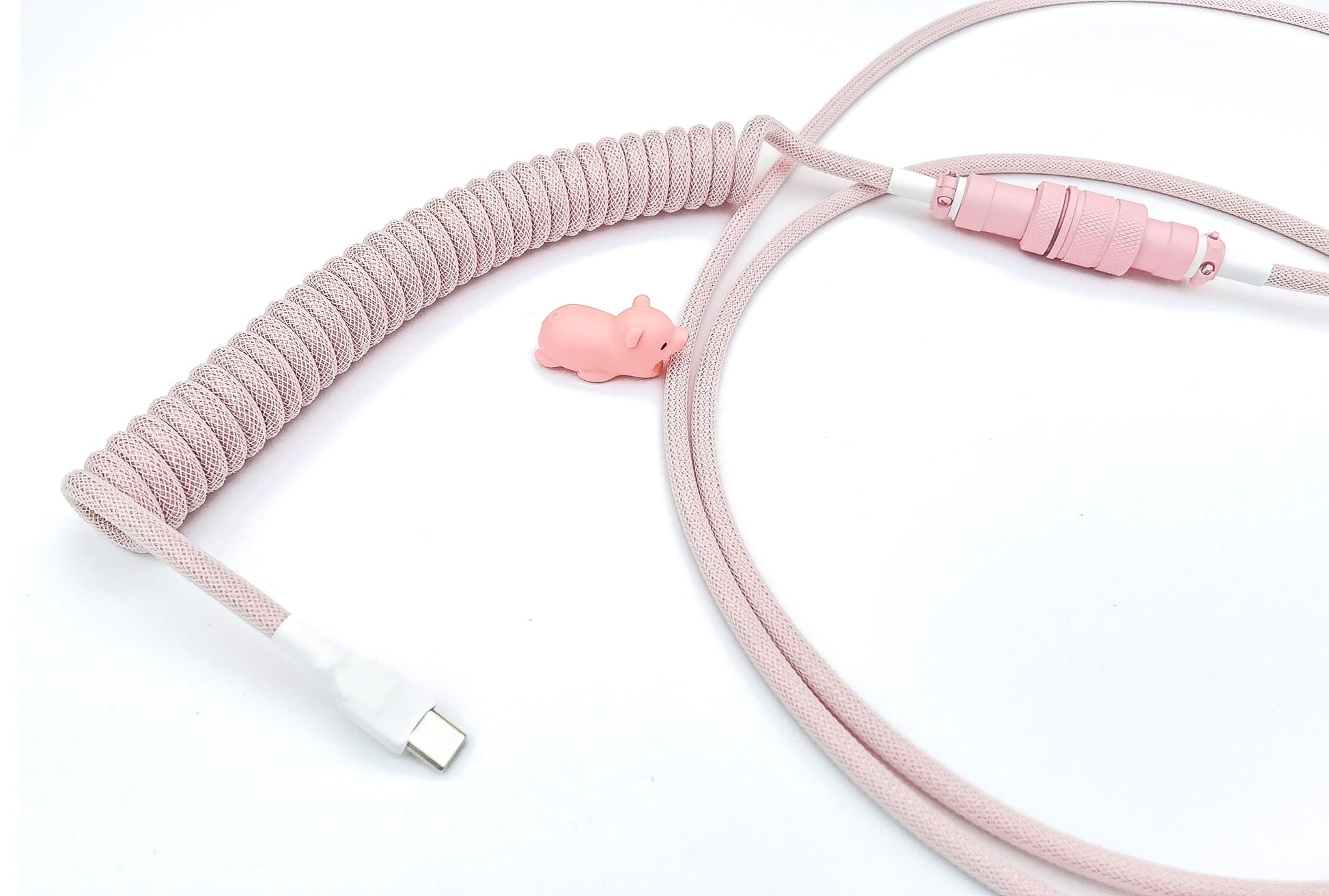 Pink keycaps matching cable