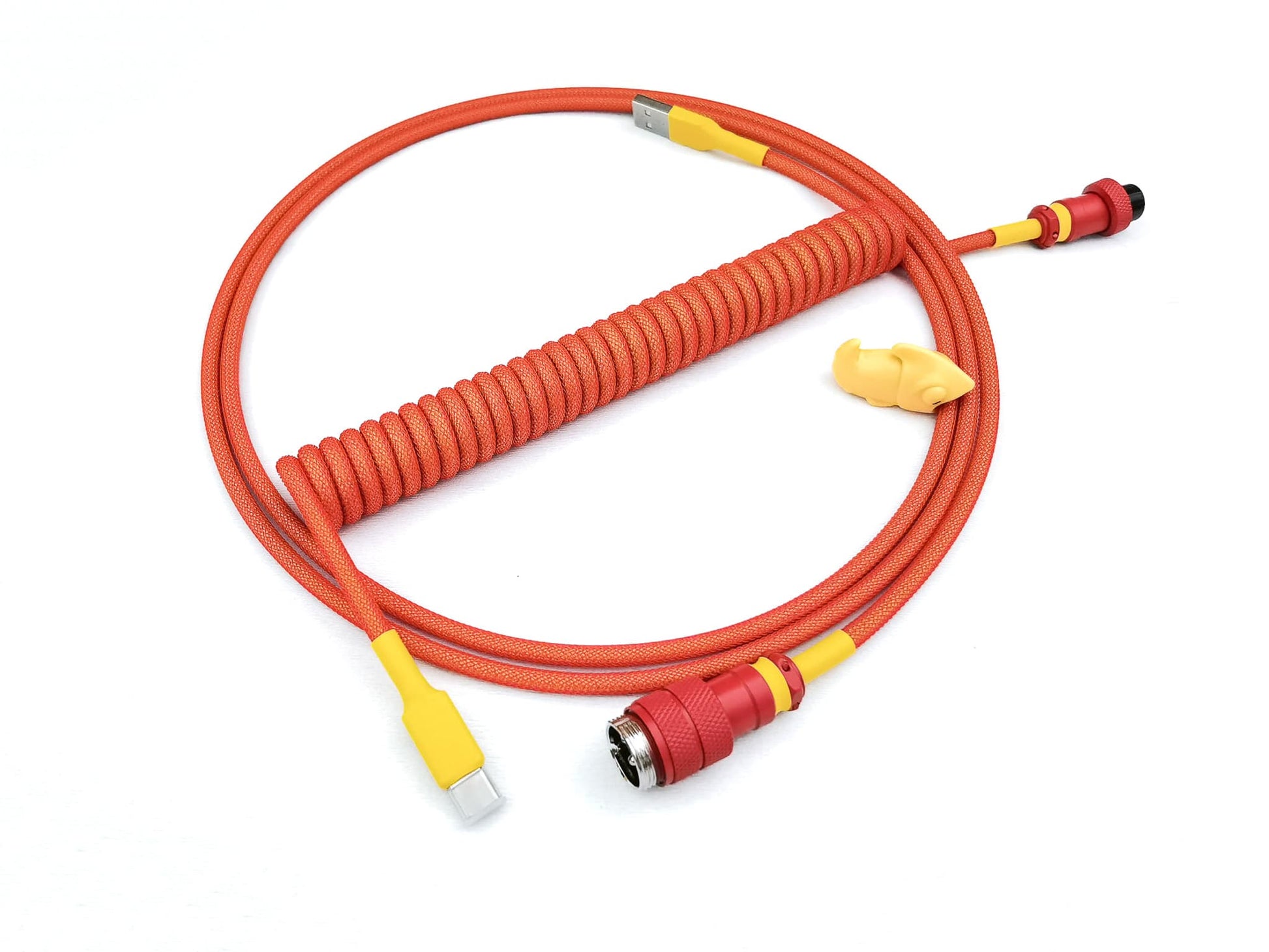 Red coiled cable