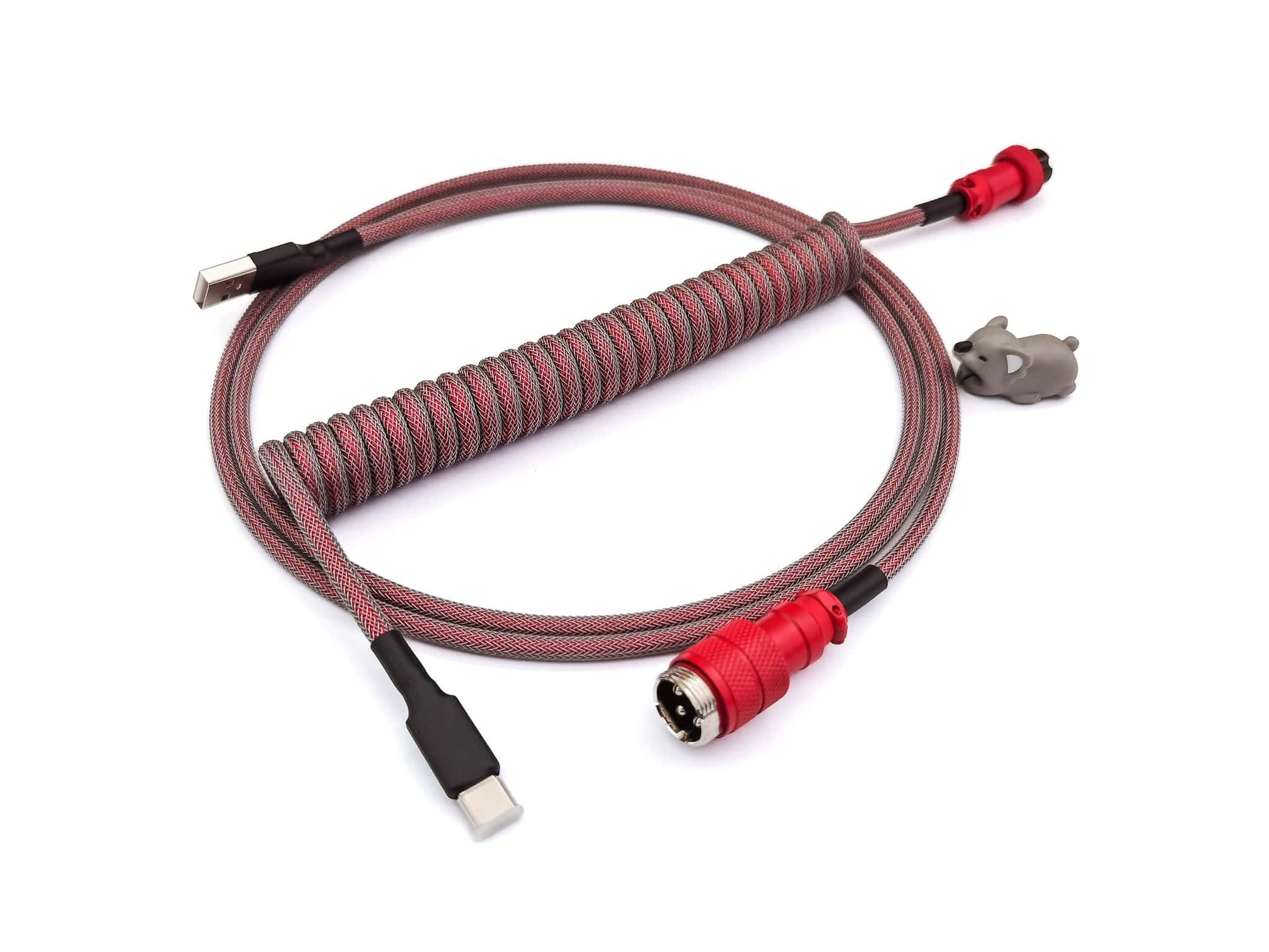 Red coiled usb cable