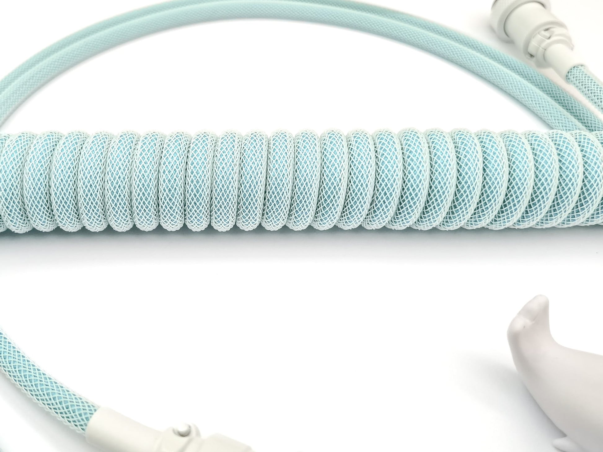 Teal coiled keyboard cable