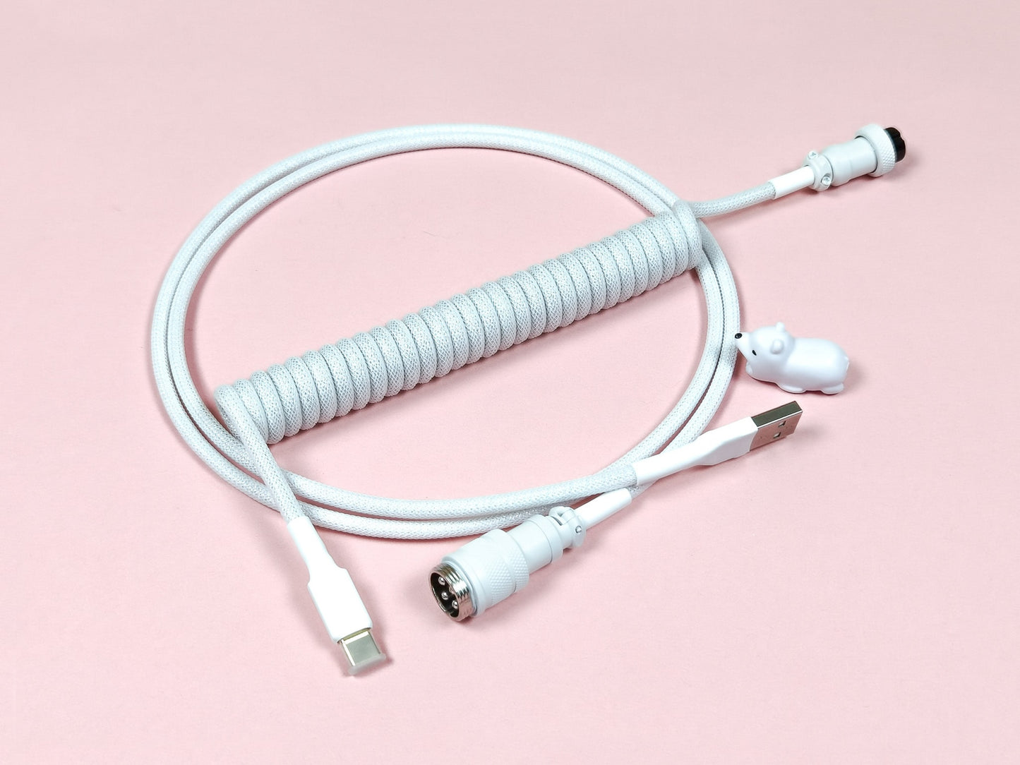 White coiled cable