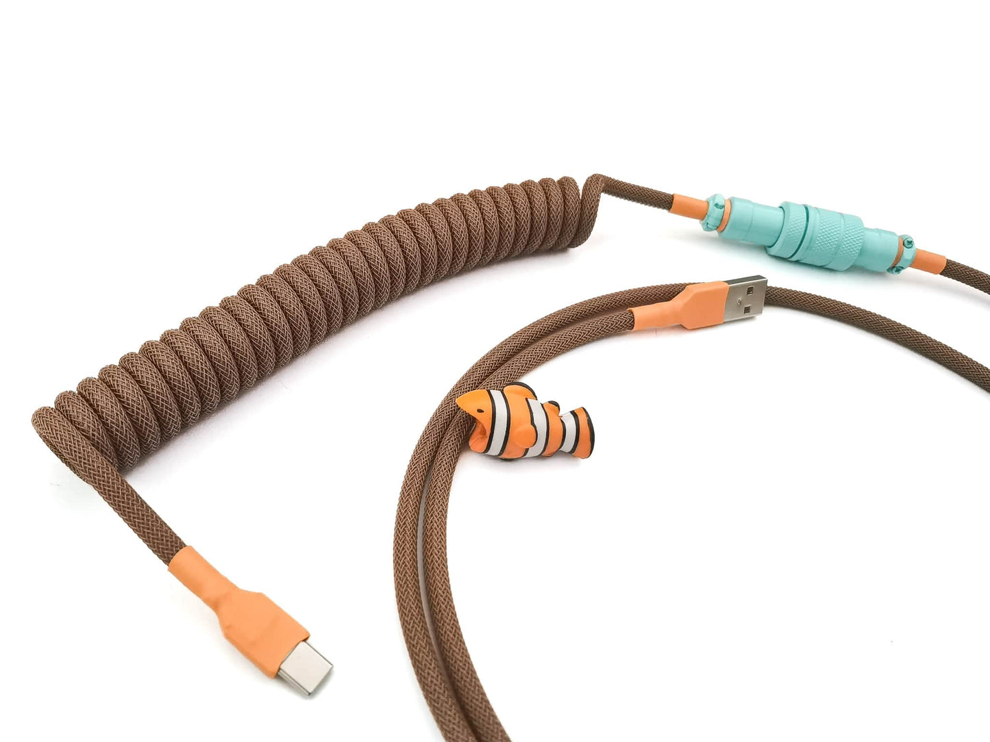 brown coiled cable