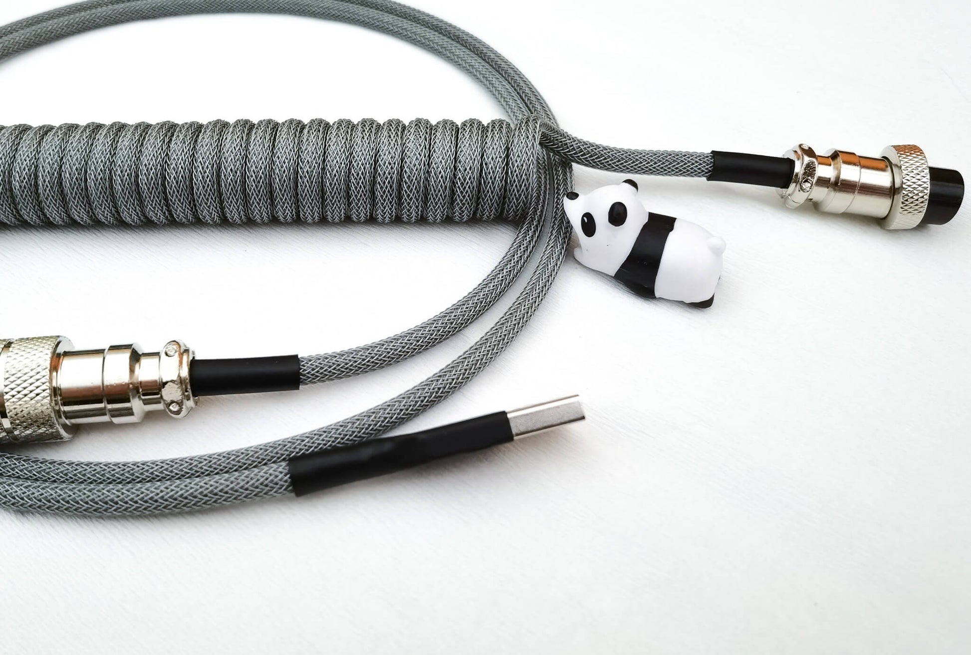 Platinum grey silver coiled keyboard cable