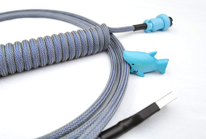 Coiled keyboard cable for PBT whale keycaps