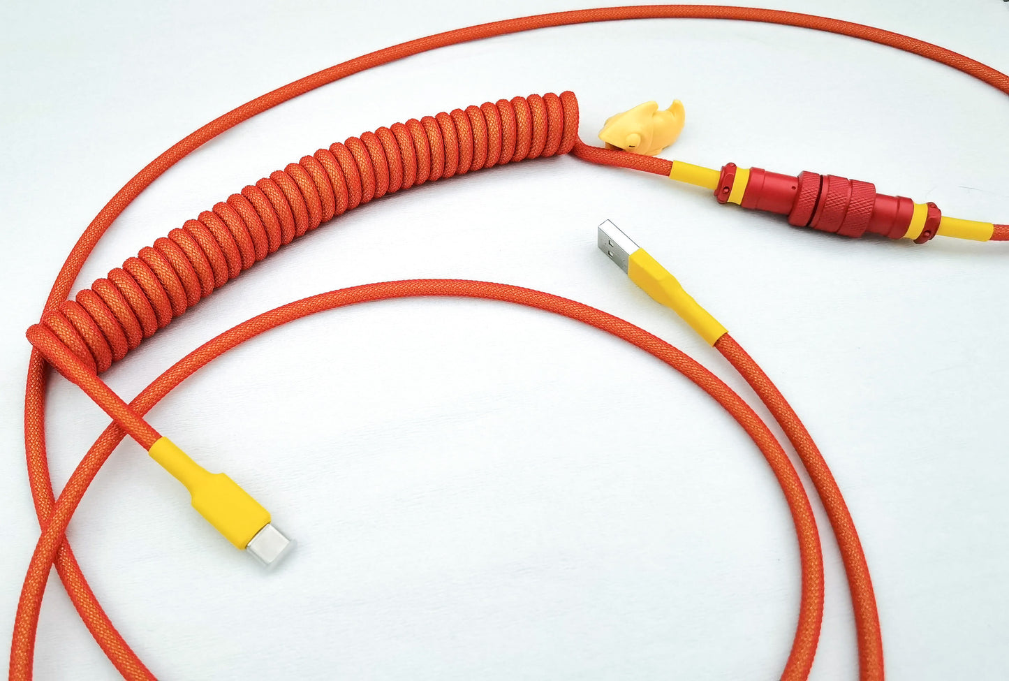 red coiled usb c cable