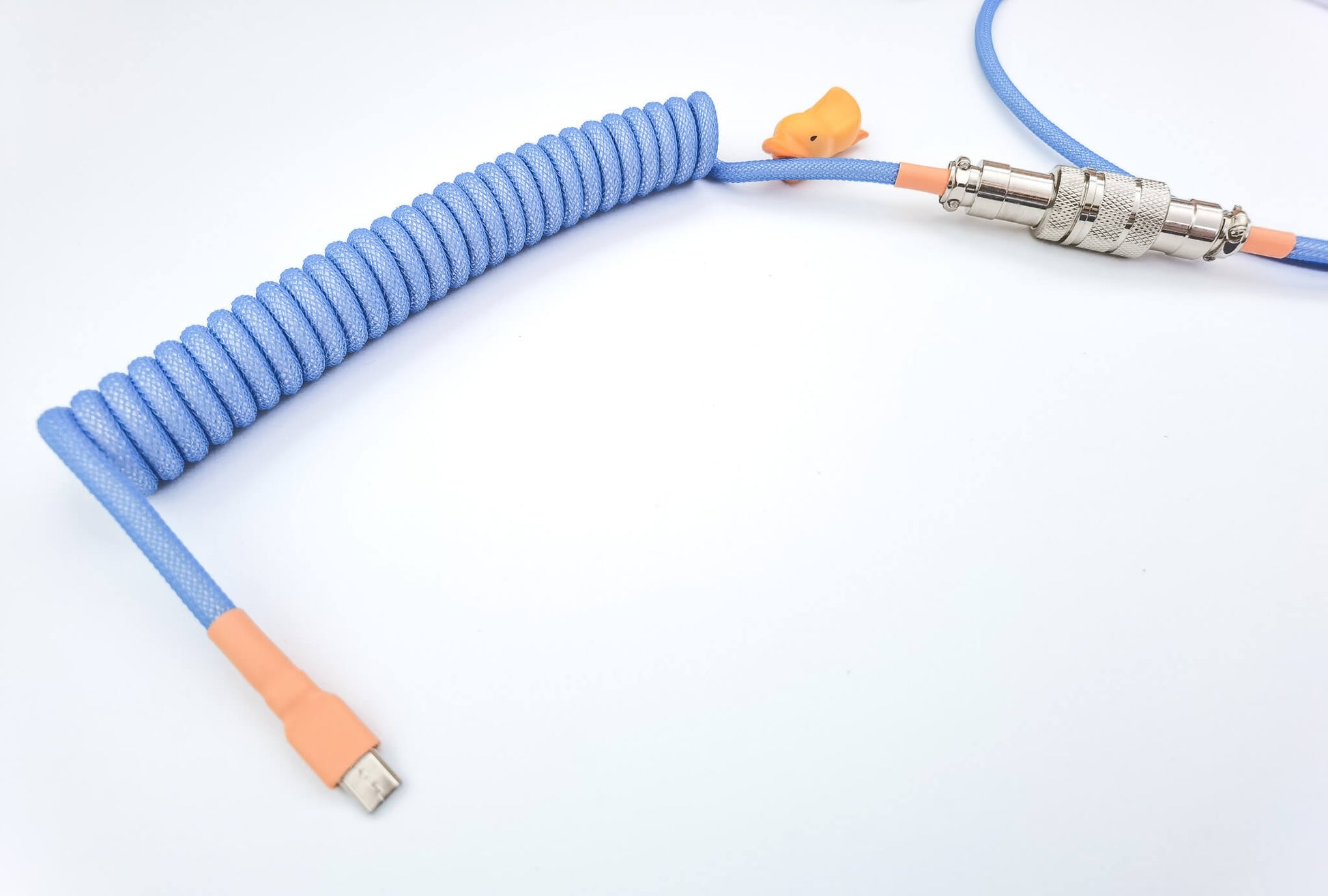 blue coiled cable