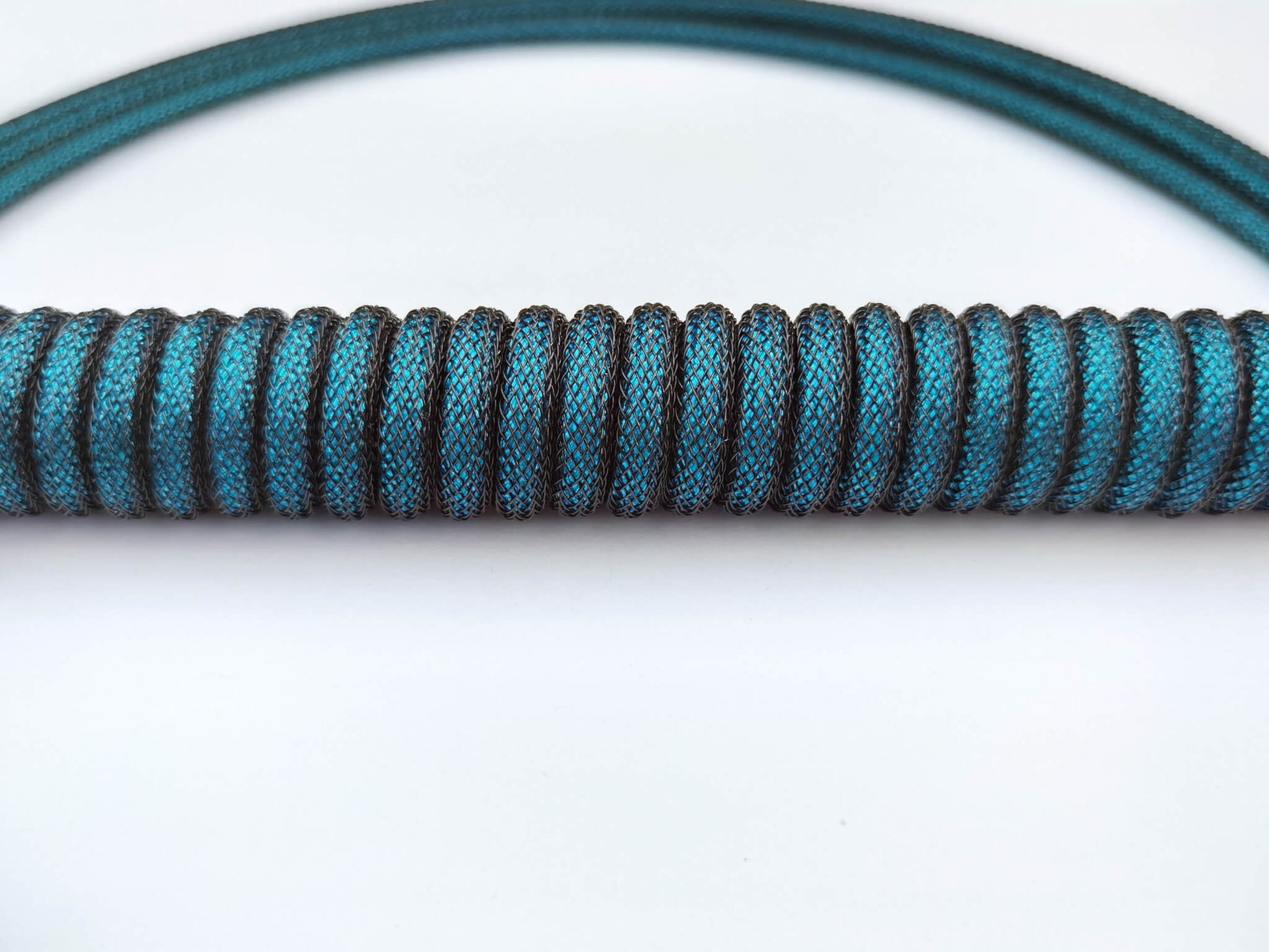 Dark blue coiled cable