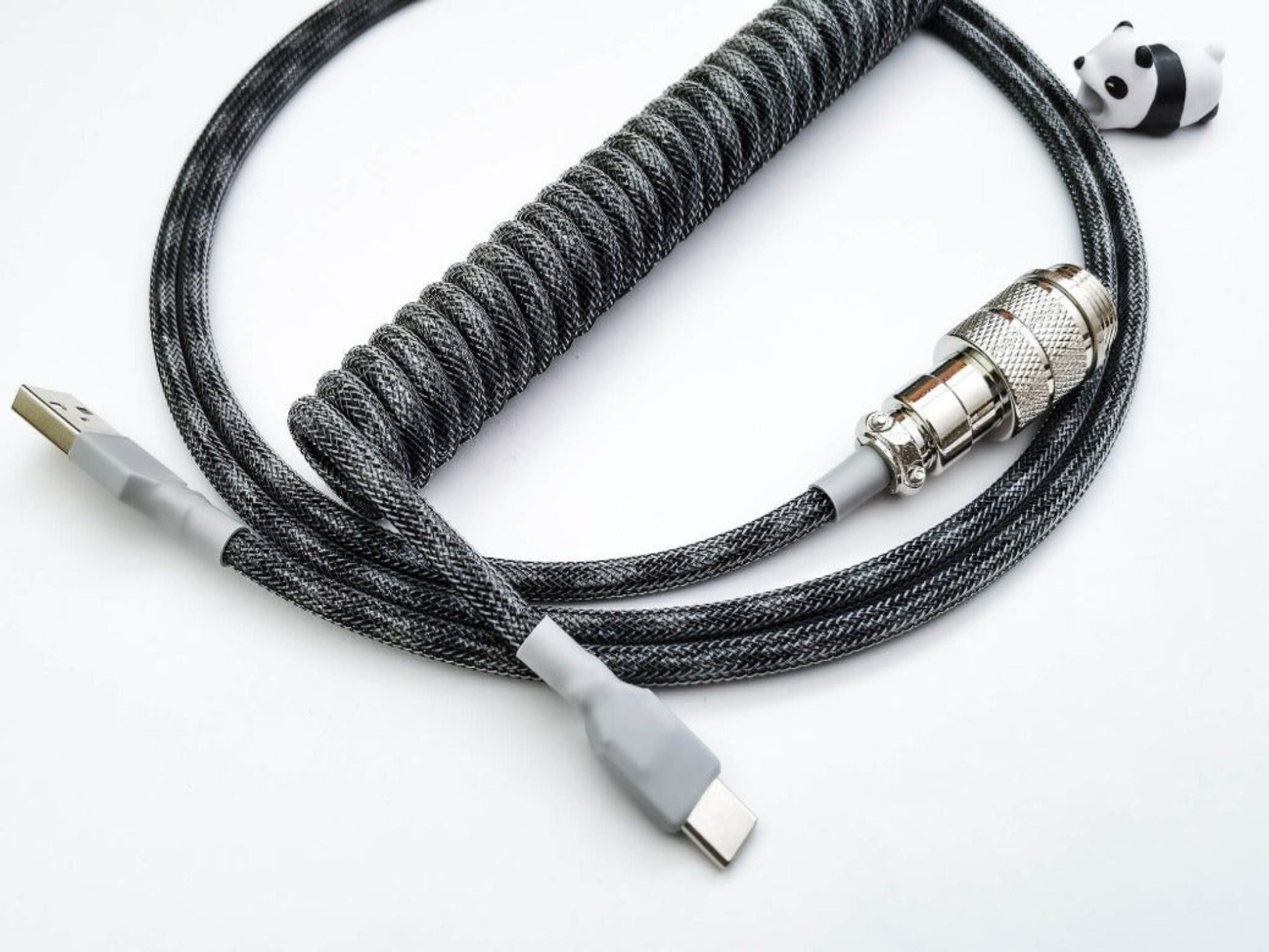 grey coiled cable